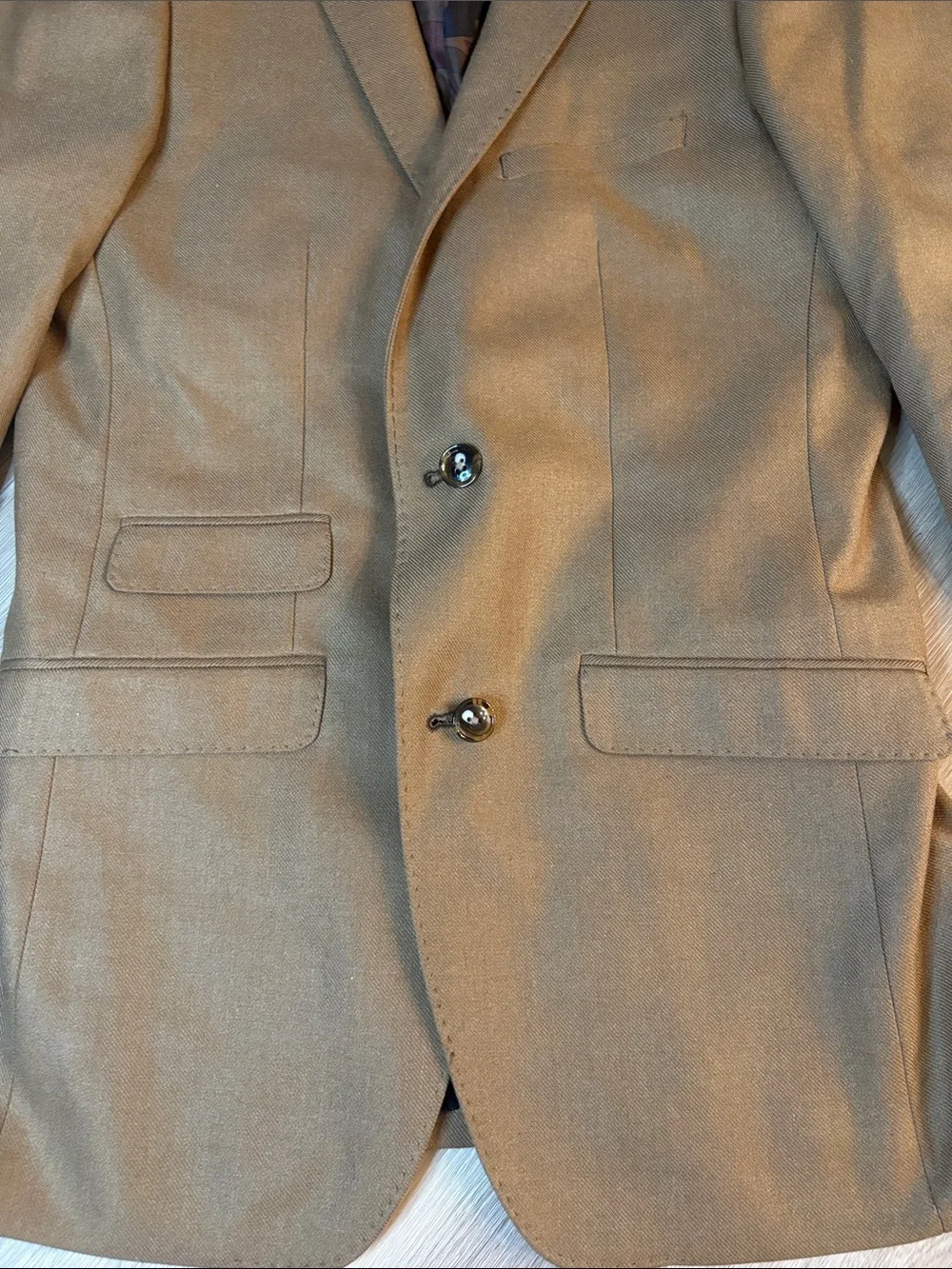 Paisley and Gray Slim Fit Blazer Tan Butterfly Camo Lining business casual 38L